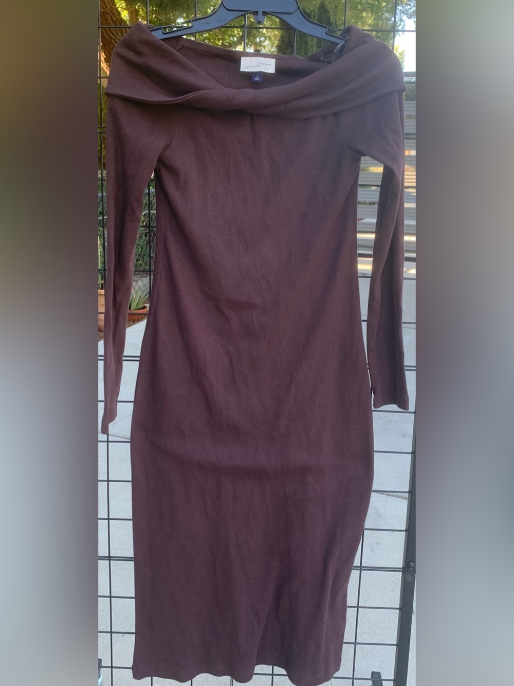 NWOT Long Sleeve Ribbed Bodycon Dress in Brown